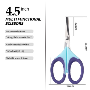 Cao cấp 2CR13 thép không gỉ DIY đa mục đích văn phòng hộ gia đình thủ công Giấy cắt kéo một phần răng cưa cạnh PP + TPR - Product Image 3