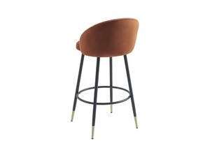 Elegante sgabello da <span class=keywords><strong>Bar</strong></span> in velluto arancione con robusta Base in metallo seduta fissa morbida tappezzeria per <span class=keywords><strong>Bar</strong></span> ad uso residenziale commerciale - Product Image 5