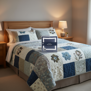 Juego de Cubrecamas Reversibles de 3 Piezas DB, Tamaño Individual y Queen, Algodón y Poliéster, Diseño Floral con Parches, para Uso en Dormitorios en Invierno - Product Image 2