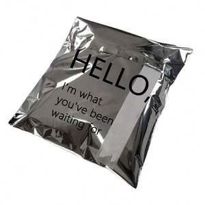 Custom LOGO Printed Silver Mailer <b>Bag</b> Aluminum Foil Metallic Mailing <b>Bags</b> for <b>Clothing</b> Polymailer - Product Image 6