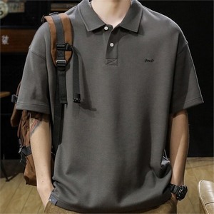 Camiseta de Cuello Alto Informal y Moderna para Hombre, Estilo Retro Americano, Transpirable, de Jersey, Lisa, de Manga Corta, para Verano - Product Image 2