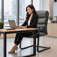 Chaise de réunion de direction à dossier haut, rembourrée en cuir PU, chaise cantilever pour invités