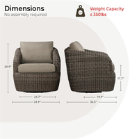 Fauteuil pivotant en osier pour patio, fauteuil rotatif d'extérieur, chaise longue en rotin pour jardin, terrasse