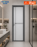 Puerta de Vidrio para Baño de Hotel, Villa o Escuela, Tamaño Personalizado, Perfil Delgado, Marco de Aluminio, Puerta Interior de Alta Calidad con Acabado Moderno