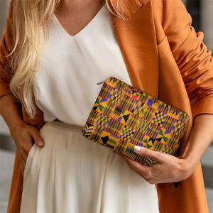 Mode féminine PU pochette portefeuille personnalisé multifonction porte-carte zippé sacs à main poignet sac Culture nationale africaine - Product Image 4