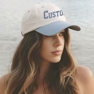 Casquette de baseball brodée bicolore bleu et blanc de style européen, sportive et formelle, ajustée, à 6 panneaux, avec image, vente en gros - Product Image 4