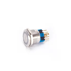 22MM מתכת כפתור LED עם אור כוח אות מחוון נירוסטה עמיד למים מתג עצמי-מענה עצמי נעילה