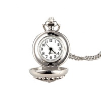 WAH155 Kalung Liontin Enamel Hitam Jam Tangan Gaya Liontin Jam Tangan Kuarsa Jam Saku Kecil