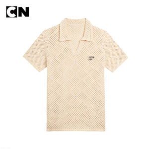Suéter con Certificación BSCI, Fabricante de Suéteres, Logotipo Personalizado, Suéter de Punto de Manga Corta 100% Algodón para Hombre, Polo de Crochet Calado - Product Image 2