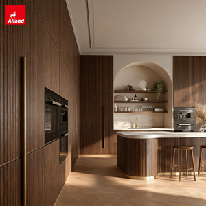 Allandgroup - Gabinetes de Cocina Contemporáneos de Madera Natural con Listones, Fabricados en Madera de Nogal Americano, con un Mueble de Cocina <span class=keywords><strong>Muy</strong></span> Alto - Product Image 3