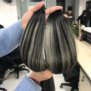 Extensiones de Cabello Humano Virgen Europeo al por Mayor, Doble Trama, Estilo <span class=keywords><strong>Balayage</strong></span> Castaño Liso, Tono Rubio Intenso - Product Image 4