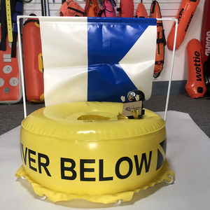 Flotador Inflable para Buceo, Boya de Seguridad de PVC con Asta de Bandera Desmontable, Bandera de Advertencia Grande para Buceo, Pesca Submarina - Product Image 1