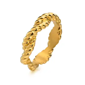 Jewelry Knuckscreen Kitss Stackable Women C Fine Steel Rings 18K Gold Plated Trendy Stainless Steel Cocktail Ring Geometric