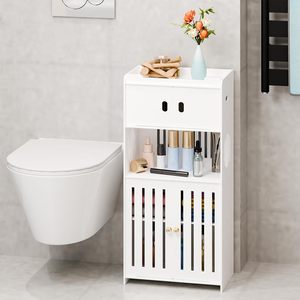 Meuble de rangement pour salle de bain, 3 niveaux, en composite bois-plastique, gain de place, étagère d'angle pour toilettes, design minimaliste - Product Image 1