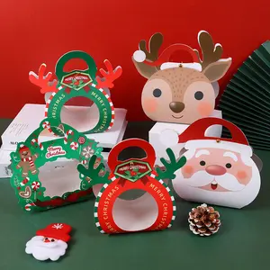 中国供应商定制手柄可爱卡通父亲圣诞甜点包装纸盒礼品