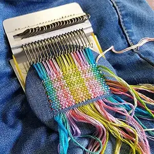 14 Kim xách tay darning Máy Dệt công cụ DIY nhỏ bằng gỗ đan công cụ vải sửa chữa phụ kiện cho vá quần áo jeans