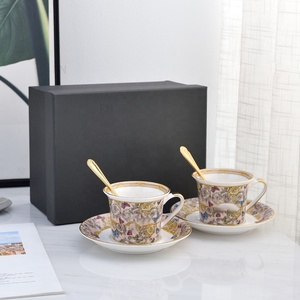 Customized New Design Western European Luxury Straight Body and Flare Mouth Porcelain <b>Tea</b> <b>Cup</b> and Bone China Coffee Set - Product Image 1