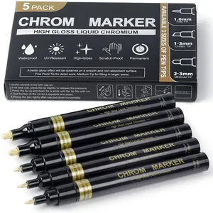 5 Stück Permanent Golden Liquid Chrome Marker Set für Modell Metall autos Reparatur Reifen DIY Craft