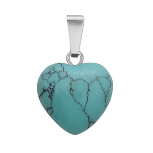 Pendentif en acier inoxydable en forme de cœur en pierre naturelle personnalisée ZYO pour femmes, collier avec pendentif en agate, bijoux DIY - Product Image 3