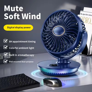 Ventilateur de bureau portable 3 en 1 multifonction avec affichage numérique, 5 niveaux de vitesse rotative, aromathérapie, lumière colorée réglable - Product Image 6