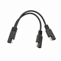 Kabel Pemisah Y Konektor SAE 2Pin untuk Mobil, Sepeda Motor, RV, Baterai Surya, dengan Kabel Harness Lepas Cepat 1 ke 2 SAE