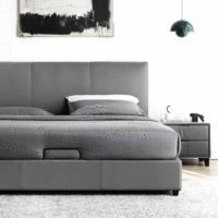 OKF Cadre de lit de chambre à coucher moderne italienne de luxe King Size Revêtement en tissu de cuir Double Queen Up-Lits rembourrés