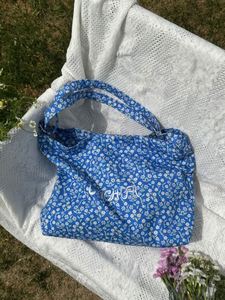 Bolsa de Compras de Algodón con Estampado Floral, Bolsa de Hombro Individual, Bolsa de Playa de Gran Capacidad para Mujer, Bolso de Mano Retro con Flores - Product Image 2