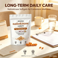 OEM Nattokinase 4000 FU Softgels CoQ10 Bromelain Kunyit Jahe Daun Zaitun Kulit Willow Putih Minyak MCT Berlapis Enterik untuk Dewasa