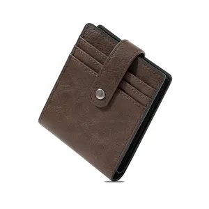 Portefeuilles pour hommes, stockage portable de documents, porte-cartes d'affaires, deux plis courts, design rétro, billetera mujer