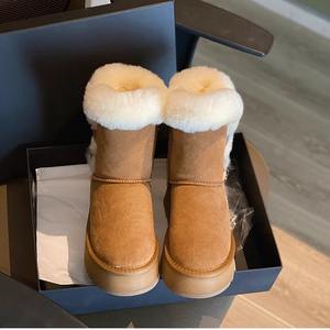 התחתון עבה נשים קטיפה בחורף קטיפה רך נגד החלקה קלה גובה קרן פר אבזם פר פרה מגפי שלג - Product Image 3