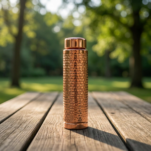 Premium 100% Pure Copper Eco-Friendly Boiling Water Safe Modern Design Water <b>Bottle</b> Carry Loop Handle Cap Seamless Sports <b>Flask</b> - Product Image 1