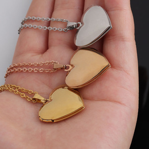 NOUVEAU Cadre <span class=keywords><strong>photo</strong></span> en acier inoxydable 45cm Chaîne <span class=keywords><strong>Collier</strong></span> Pendentif Coeur <span class=keywords><strong>Collier</strong></span> 0704 - Product Image 2