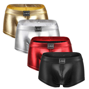 Pantaloncini in <span class=keywords><strong>pelle</strong></span> con logo personalizzato mutande intimo da <span class=keywords><strong>uomo</strong></span> sexy <span class=keywords><strong>slip</strong></span> boxer OEM - Product Image 1
