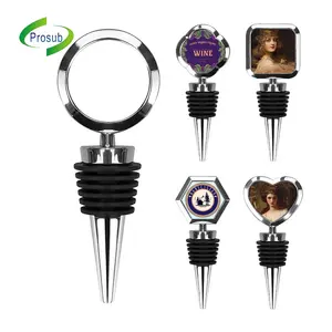 Prosub Wholesale Sublimation Blank Wine bottle Stoppers Custom Printing Various Shape Metal Zinc Alloy Sublimation Wine Stopper