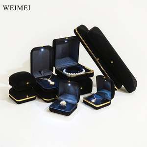 WEIMEI Black <b>Velvet</b> Jewelry <b>Box</b> LED Light <b>Storage</b> for Rings Necklaces Earrings Bracelets - Product Image 4