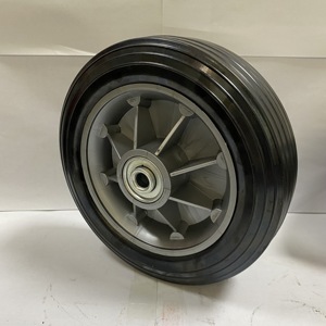 Roue en caoutchouc plastique thermique de 12 pouces 12x3 caoutchouc noir <span class=keywords><strong>3</strong></span>/4 roulement à rouleaux droits bande de roulement noire plate - Product Image 5