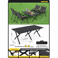 Table de camping moderne pliable 60-150 cm en acier carbone noir pour pique-nique en plein air, barbecue, plage, portable, installation facile