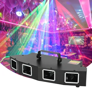 R GBY Quatre Trous Lasercube Dmx512 11Ch Sound Control LED Lazer Light Dj Disco Laser Lights Pour Night Club