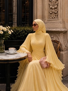 Abito Lungo Plissettato su Misura Loviya per Signore Musulmane, Abaya Dubai <span class=keywords><strong>Chic</strong></span>, <span class=keywords><strong>Abbigliamento</strong></span> Formale Islamico - Product Image 6