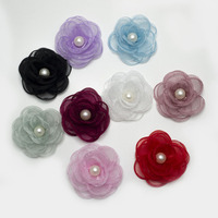 OEM ODM 6cm Fleurs de camélia à bords brûlés pour vêtements, chaussures, sacs, accessoires pour cheveux et décoration intérieure-Utilisation quatre saisons