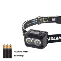 Lampe frontale LED 3 * AAA alimentée par batterie pour le camping et la randonnée avec avertissement rouge clignotant 5 modes de travail Lampe frontale d'urgence portable