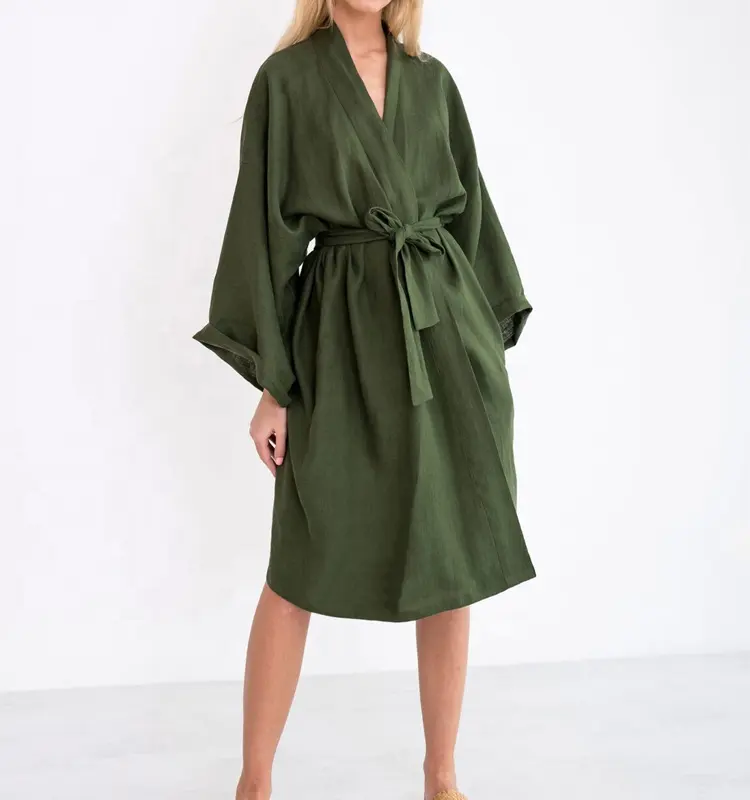 Robe de nuit écologique en lin lavé à la pierre, tenue de nuit durable en lin pur pour femmes, 100%