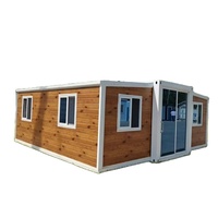 Maison conteneur pliable extensible à double aile de 20 pieds, préfabriquée, modulaire, mini-maison, cuisine, salle de bain, villa, glamping, entrepôt, cour