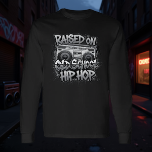 T-shirt à manches longues « Raised On Old School Hip Hop » avec design graffiti rap - Product Image 3