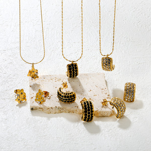 C Shaped <b>Emerald</b> <b>Stud</b> Earrings And Necklace Set Zinc Alloy Micro Insert Party Jewelry Fashion Jewelry Sets - Product Image 2