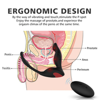 Vibromasseur anal télécommandé 9 modes pour hommes, anneau pénien et plug anal en silicone pour massage de la prostate