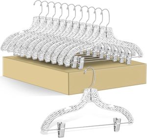 Hot sale Clear Plastic Skirt Hangers <b>Coat</b> Hanger with Clips Crystal Clear Hanger Pants Skirt - Product Image 1