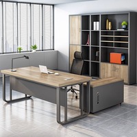 Escritorio de oficina de roble moderno de gran oferta para Director CEO Gabinete de extensión en forma de L Escritorio ejecutivo modular y extensible para uso doméstico