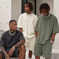 T-shirt vierge 100% coton épais pour homme, col montant oversize, style streetwear urbain, haut de gamme, personnalisable, vente en gros