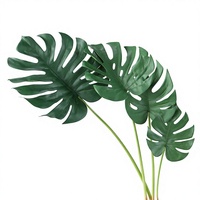 Feuilles artificielles de simulation, grandes feuilles de tortue vertes, pour décoration murale intérieure/extérieure et aménagement paysager de mariage